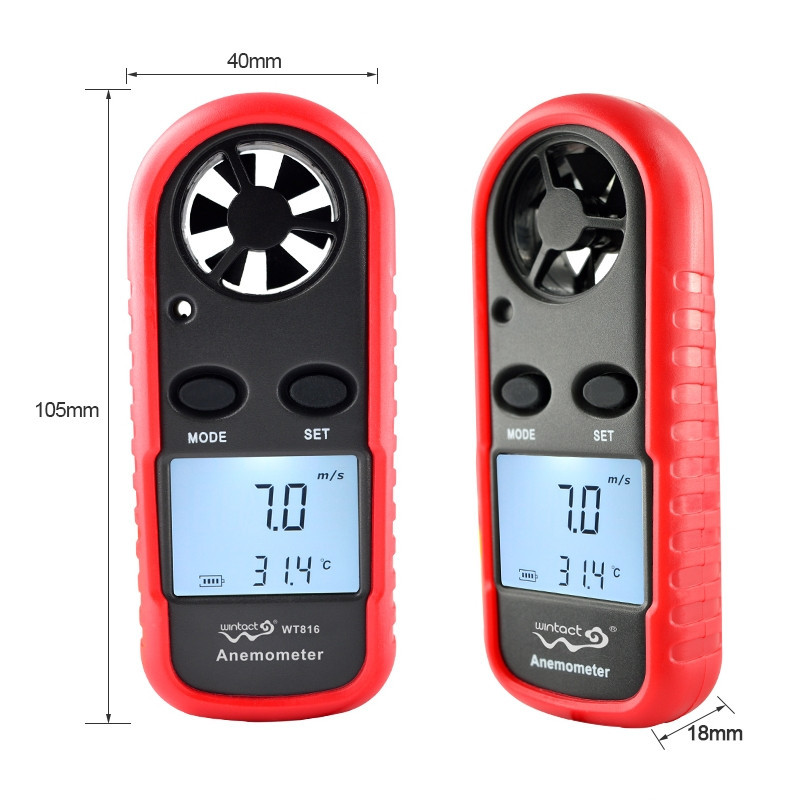 Анемометр цифровой 0,1-30м/с, -10-45°C WINTACT WT816 Харків - зображення 4