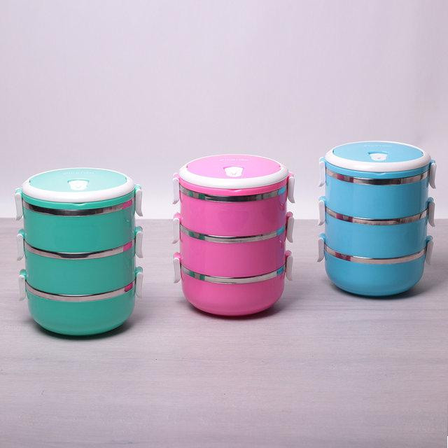 Потрійний ланч бокс з металевою ємністю всередині на 2100 мл Kamille KM-2129 Київ - зображення 1