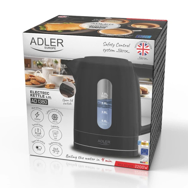 Электрочайник Adler AD 1380 black 1 л черный Київ - зображення 8