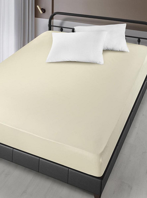 Простирадло на резинці Arya Сатин London AR-A107300-creamy 180х200х30 см кремова Київ - зображення 1