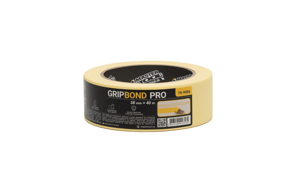 Лента малярная универсальная MASTERTOOL GripBond Pro 38 мм×40 м желтая 79-9906 Харьков - изображение 8