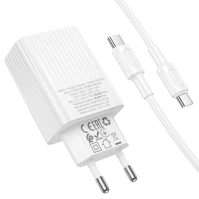 СЗУ Borofone BAS75A Source PD30W (1USB-C) + кабель Type-C to Type-C Херсон - изображение 5