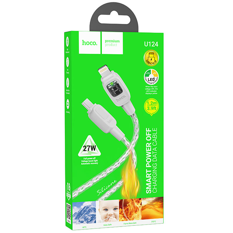 Дата кабель Hoco U124 Stone silicone power-off Type-C to Lightning (1.2m) Херсон - зображення 6