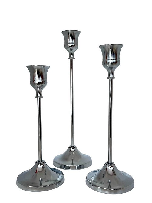 Набор подсвечников Leeseph Mat 3шт серебро  MV017 Одеса - зображення 3