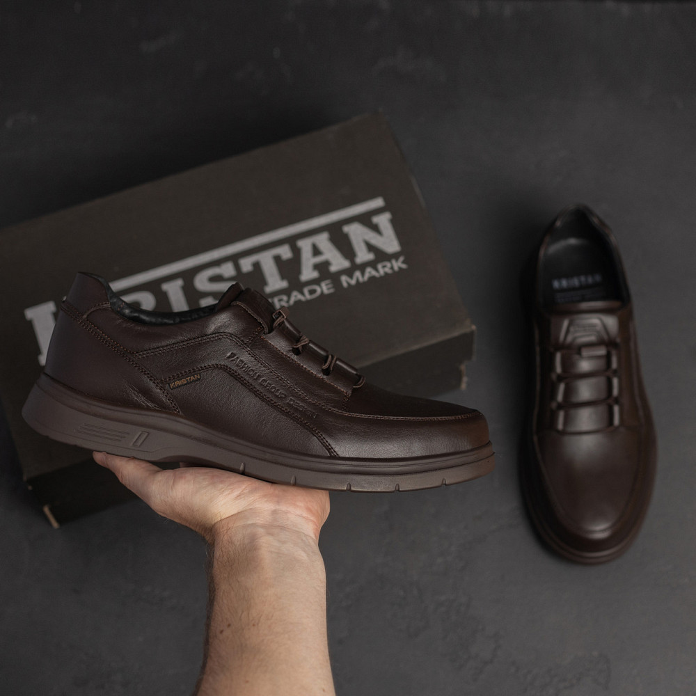 Мужские кожаные туфли Kristan dark chocolate Київ - зображення 9