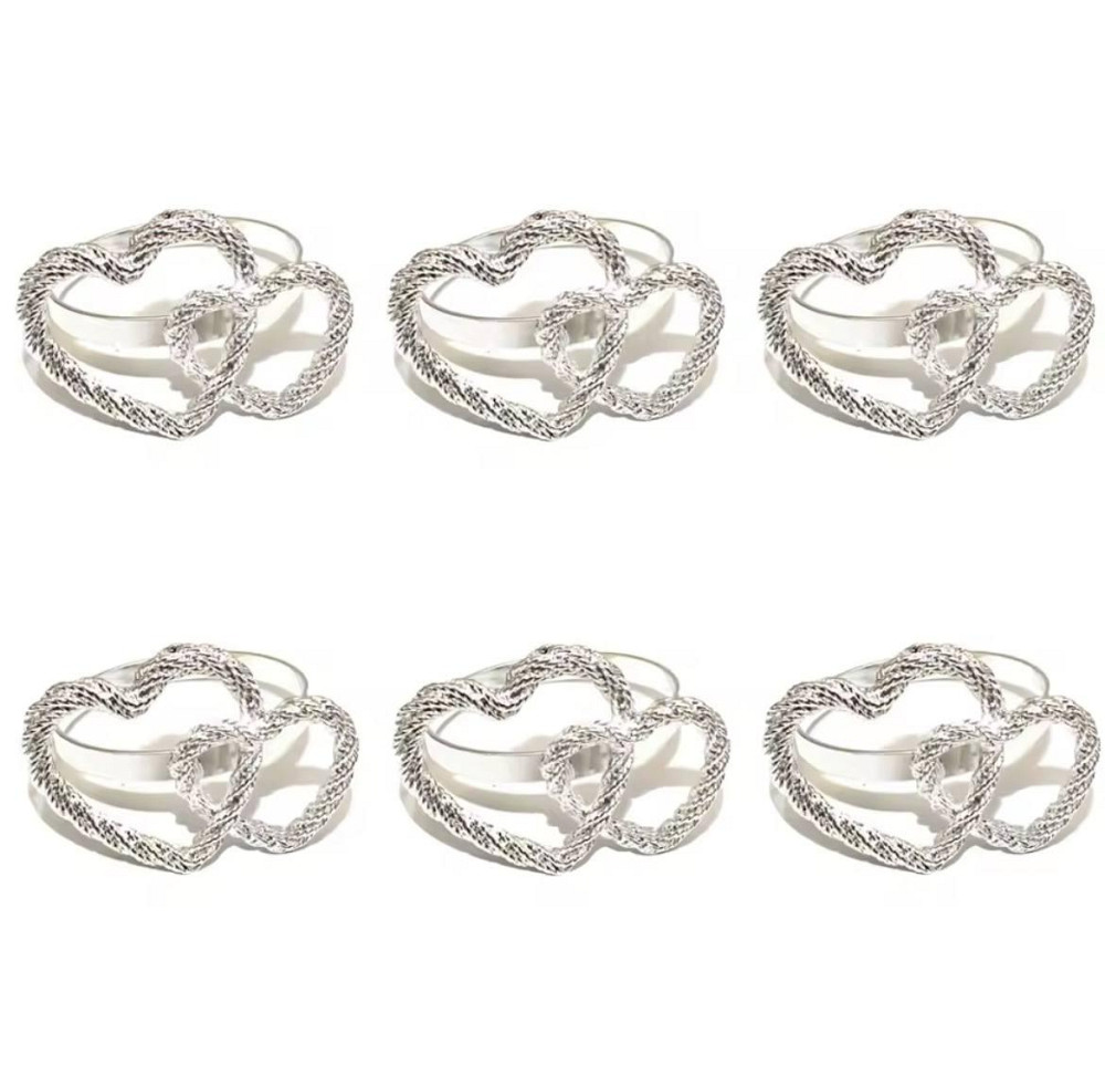 Набор колец для салфеток Leeseph Сердца Silver 6 шт Одеса - зображення 1