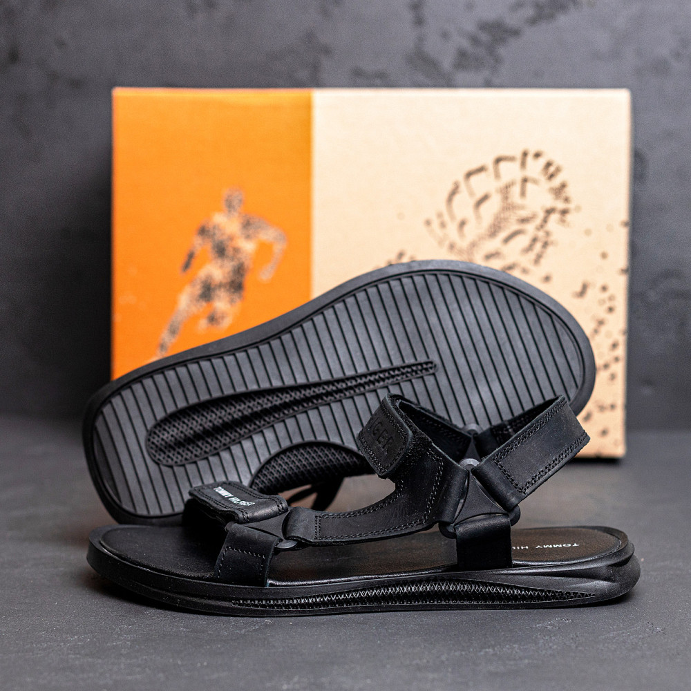 Мужские кожаные сандалии Tommy Hilfiger Black Киев - изображение 6
