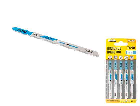 Полотно пильное для лобзика MASTERTOOL T127D 5 шт цветной металл прямой рез 8TPI/100 мм 14-2815 Харків