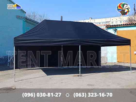Намет розкладний 8х4. Шатер розсувний Чорний тент трансформер. Виготовлення шатри, тенти для наметів Запорожье