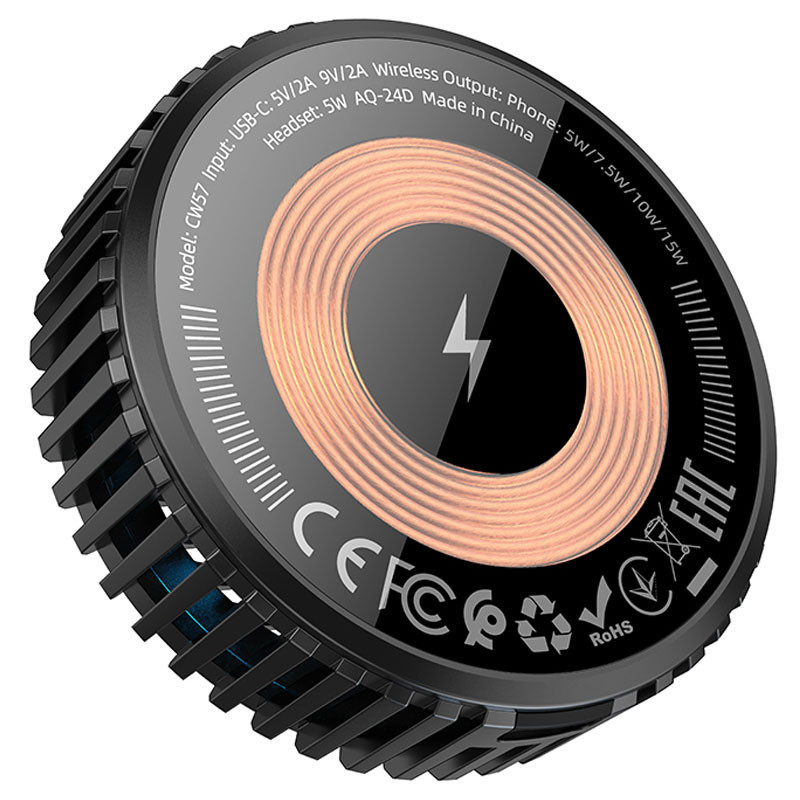 БЗУ Hoco CW57 Air-cooled 15W magnetic wireless fast charger Херсон - зображення 3