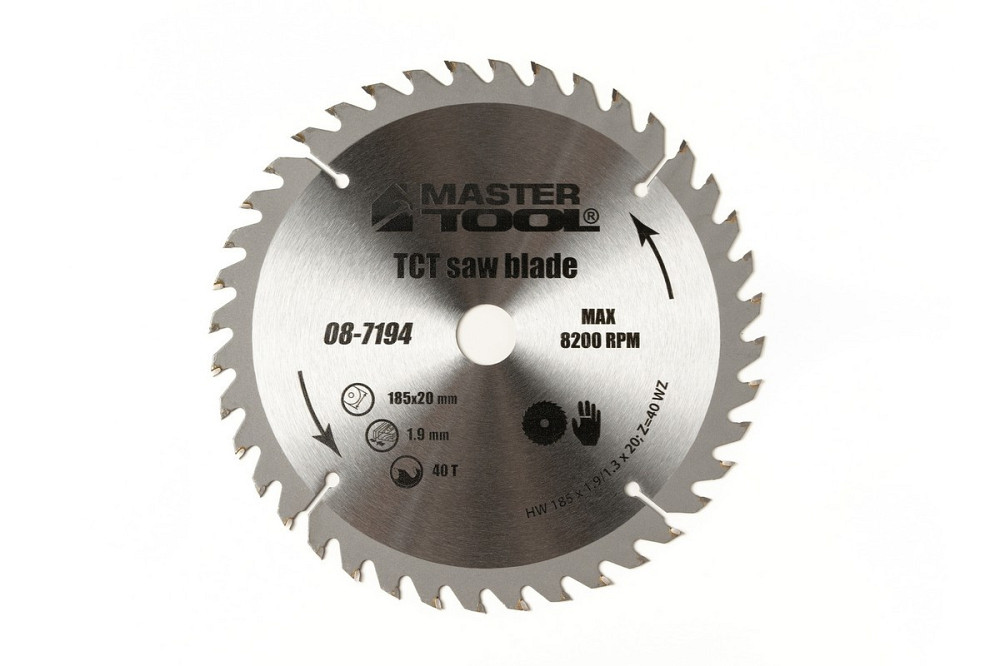 Диск пильный для дерева MASTERTOOL с твердосплавными напайками 185х20х40Т адаптер 20-16 08-7194 Харьков - изображение 1