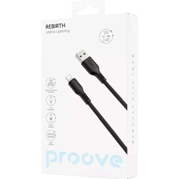 Кабель Proove Rebirth USB to Lightning 2.4A 1m Black (CCRE60001101) (Код товару:40736) Харьков - изображение 2