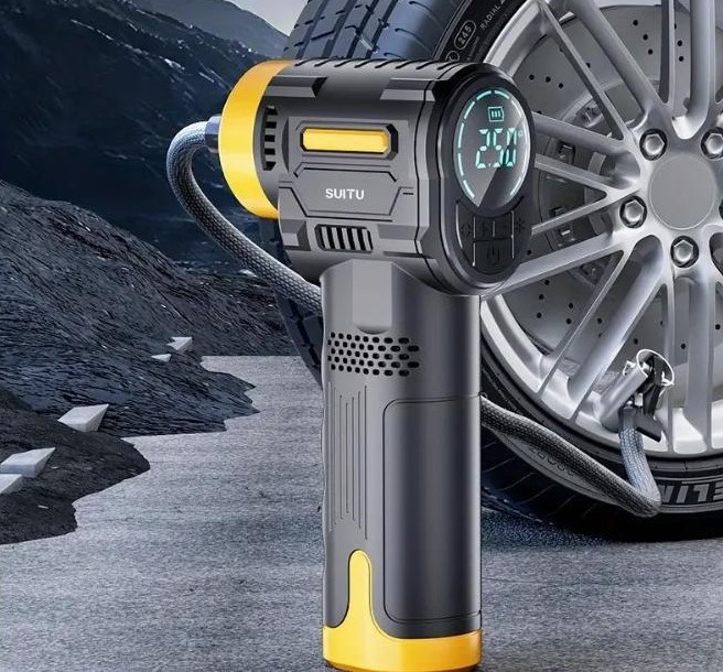 Портативний компресорний насос для шин із манометром, акумуляторний Київ - зображення 6