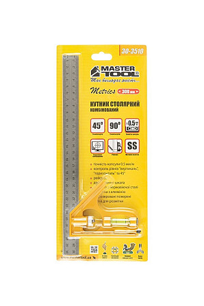 Угольник столяра комбинированный MASTERTOOL 300 мм с капсулой AL-SS 30-3510 Харків - зображення 6