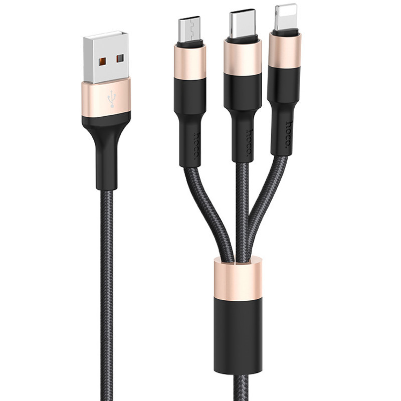 Дата кабель Hoco X26 Xpress 3in1 Lightning -MicroUSB-Type-C (1m) Херсон - изображение 1