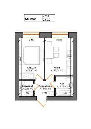 продажа 1-к квартира Киево-Святошинский, Гатное, 36400 $ 