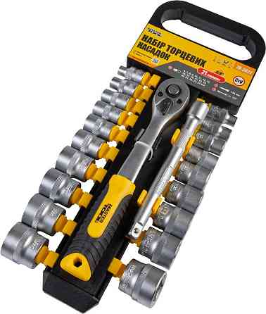 Набор головок торцевых 6-гранных MASTERTOOL ⅜" 6-24 мм с трещоткой 72 зубца удлинитель CrV 21 шт 78- Харків