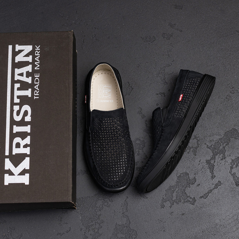 Мужские летние кожаные мокасины  LS перфорация Dark Київ - зображення 10