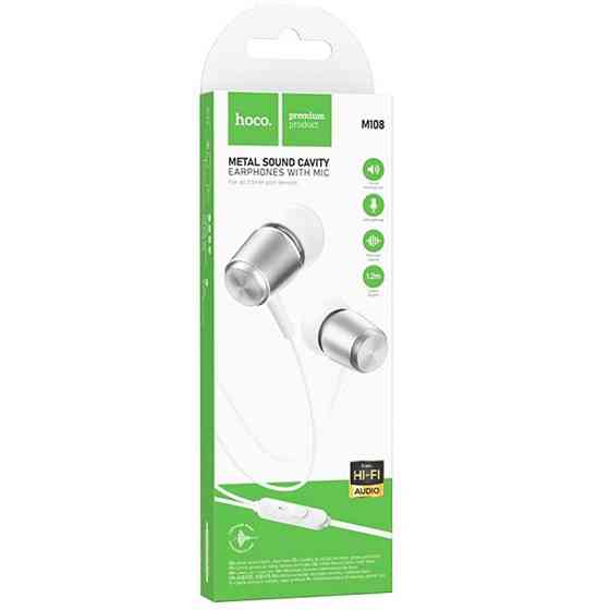 Стерео Наушники Hoco M108 Spring metal universal with mic (3.5mm/1.2m) Херсон