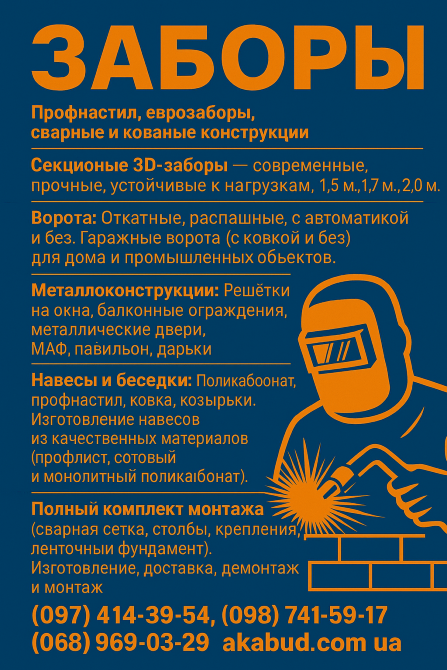 Заборы • ворота • навесы • металлоконструкции Кривой Рог - изображение 1