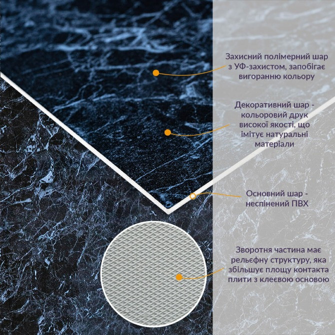 Декоративна ПВХ плита чорний мармур 600*600*3mm (S) SW-00001625 Одесса - изображение 5