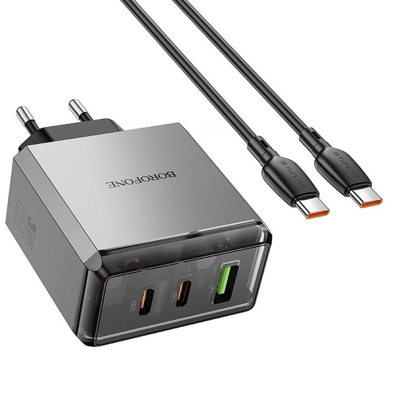 СЗУ Borofone BN22 Lena PD65W (1USB-A/2C) + кабель Type-C to Type-C Херсон - изображение 5