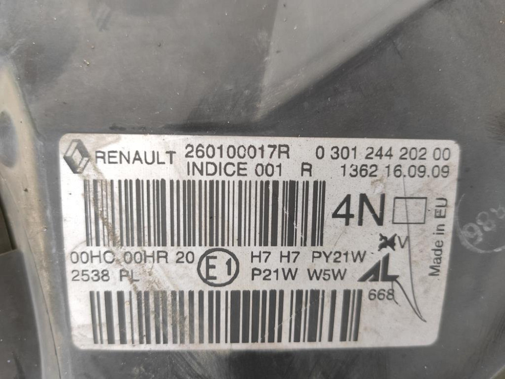 Фара правая Renault Megane III 2009-2012 (260100017R) Ковель - изображение 1
