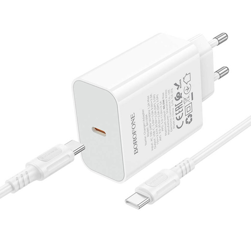 СЗУ Borofone BA109A Star PD40W (1USB-C) + кабель Type-C to Type-C Херсон - зображення 3