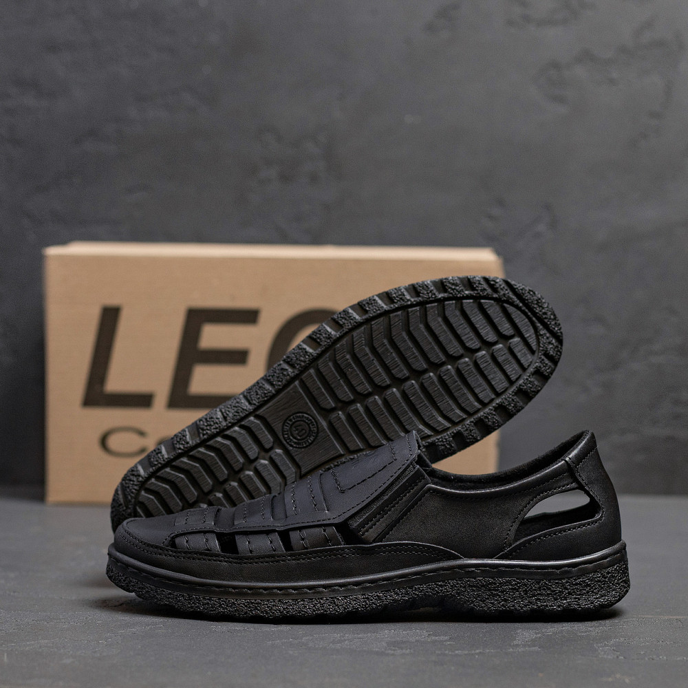 Мужские кожаные летние туфли Leon  Black Киев - изображение 10