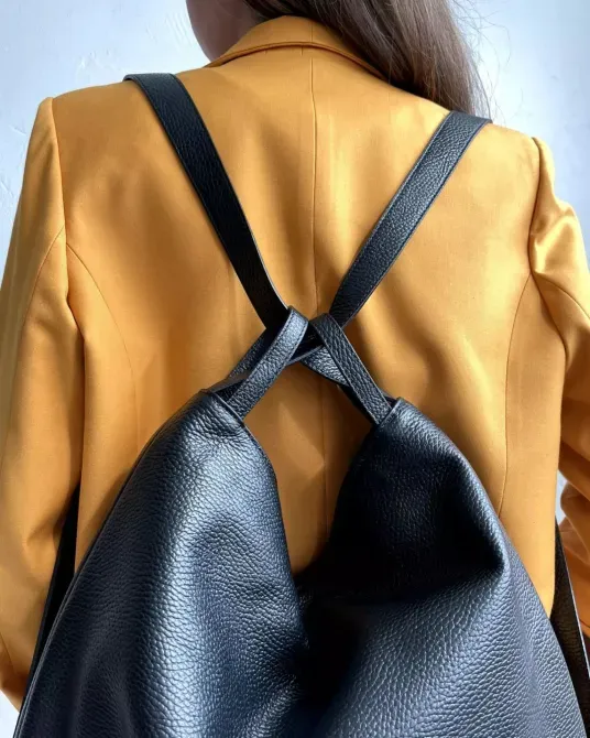 сумка рюкзак жіноча шкіряна Італійська велика сумка мішок TS308 Луцьк - зображення 3