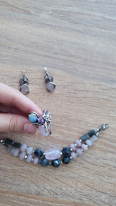 Срібний комплект з рожевим кварцем та опалом Киев - изображение 5