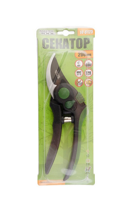 Секатор садовый MASTERTOOL 200 мм с ручками ABS-пластик с покрытием TPR лезвие тефлоновое SK5 регуля Харків - зображення 2