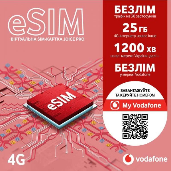 Стартовий пакет Vodafone Joice Pro eSIM (Код товару:29976) Харьков - изображение 1