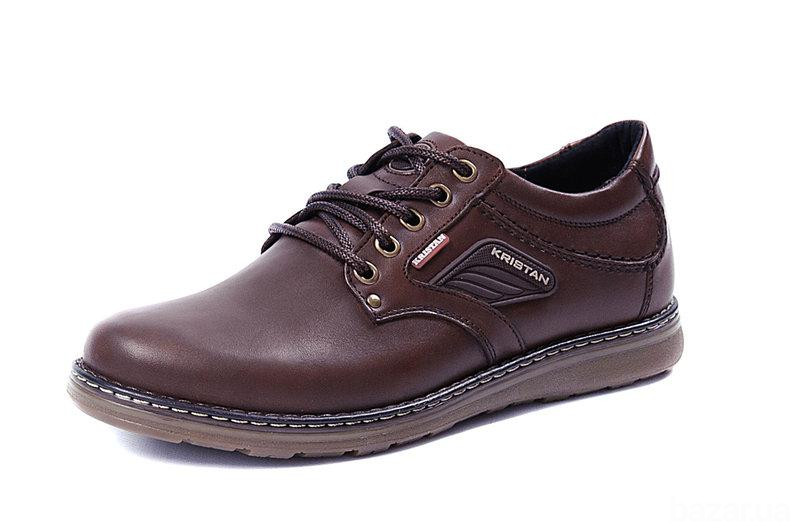 Мужские кожаные туфли Kristan brown Київ - зображення 2