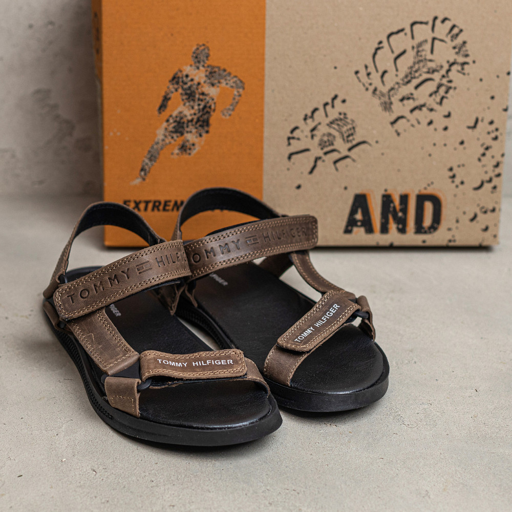 Мужские кожаные сандалии Tommy Hilfiger Olive Киев - изображение 6