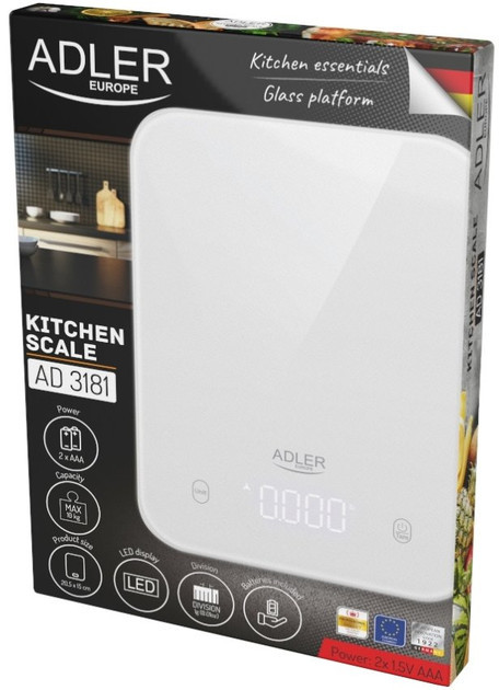 Весы кухонные Adler AD 3181 white 10 кг белые Киев - изображение 7