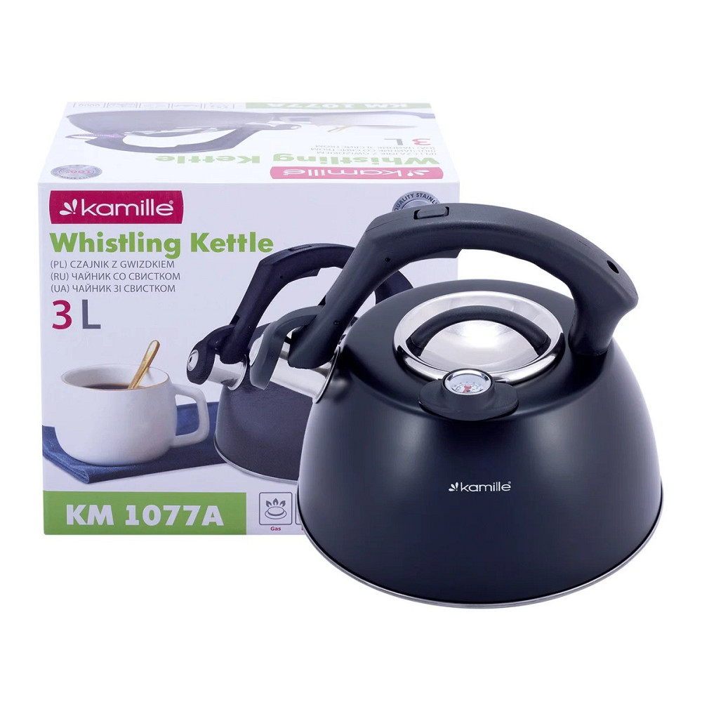 Чайник Kamille из стали со свистком и термометром 3 л Одесса - изображение 6