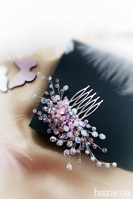 Весняний подих гребінь заколка рожевий беж нюдовий святкова прикраса в зачіску на голову весільна Луцк - изображение 2