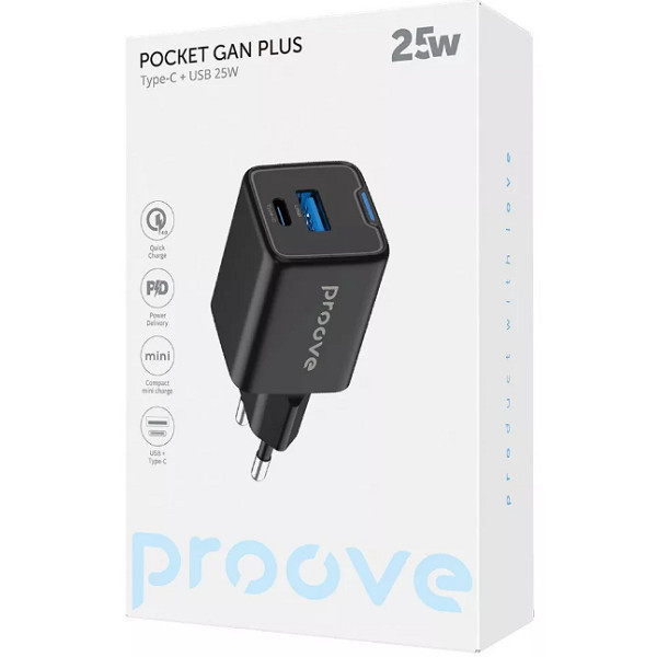 Мережевий зарядний пристрій Proove Pocket GaN Plus 25W (Type-C + USB) White (WCPG25111202) (Код това Харьков - изображение 2