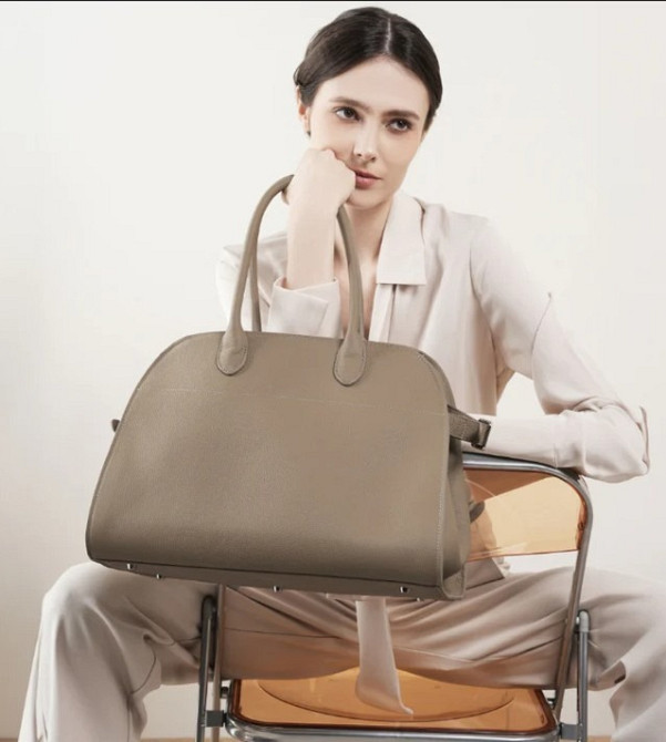 Шкіряна сумка-шопер для жінок — великий формат, ремінець на плече тауп TS00385 Киев - изображение 4