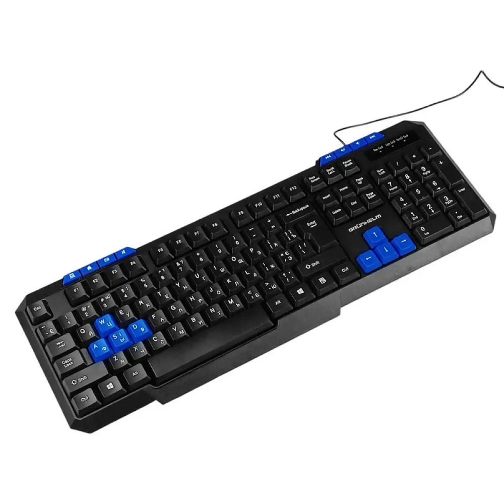 Клавиатура компьютерная проводная Grunhelm KB-606WD 1.5 м черная Київ - зображення 1