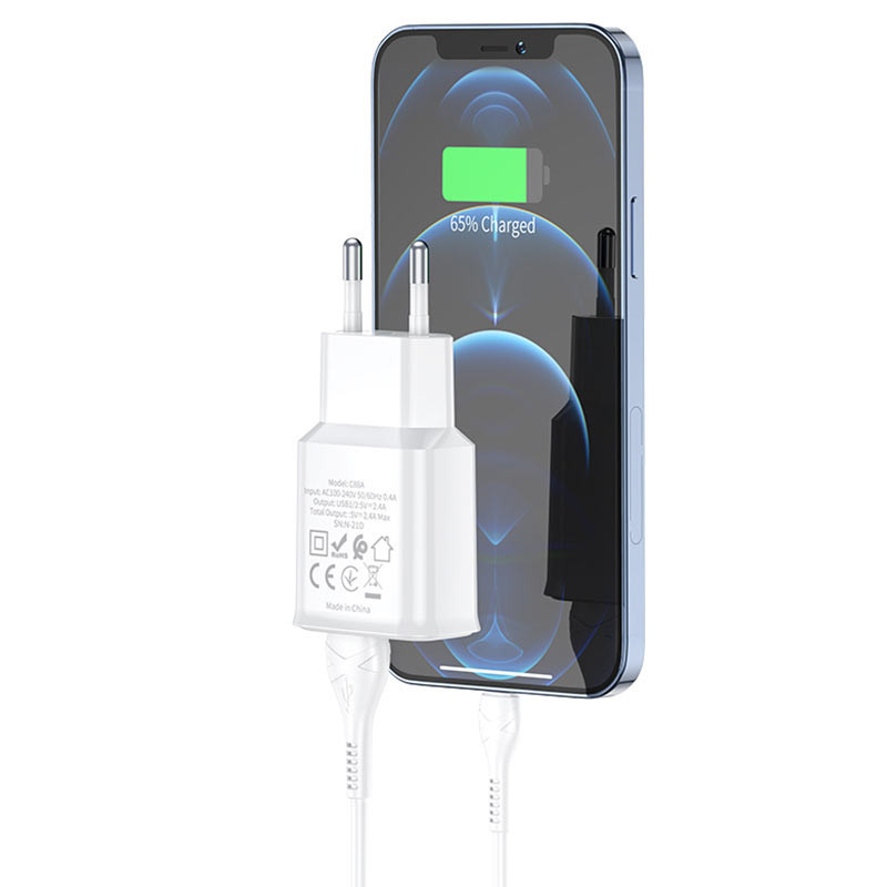 СЗУ Hoco C88A Star round 2.4A (2USB-A) + кабель USB to Lightning Херсон - изображение 4