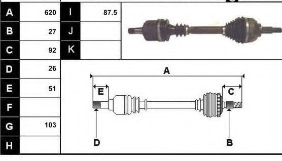 Бу привод левый Renault Laguna 2, 8200387550, 8200022321 2.2dci, 3.0 АКПП, (26шл./27шл.) Кропивницький - зображення 2