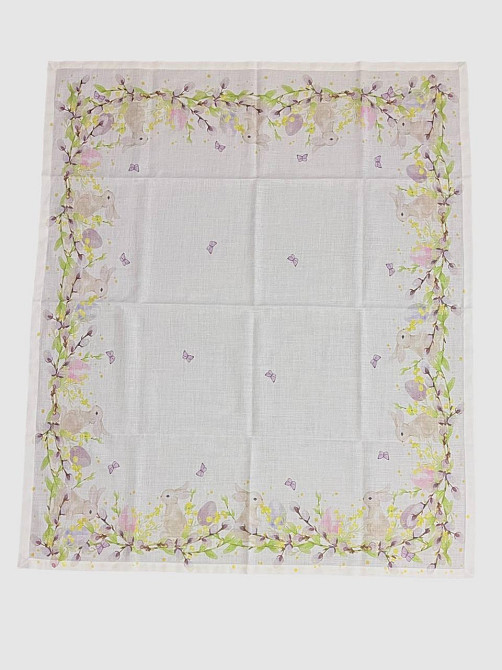 Скатерть натуральная с Пасхальными Кроликами 125×150 см, разноцветная Одеса - зображення 5