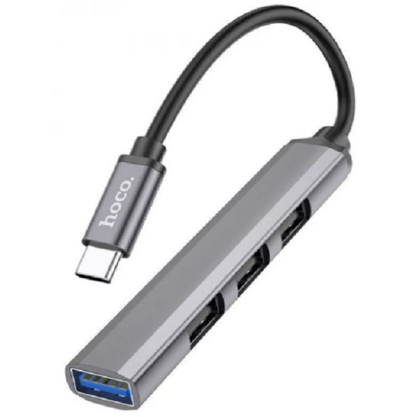 USB HUB HOCO HB26 4 in 1 adapter (USB to USB3.0+3xUSB2.0) Metal Grey (Код товару:28135) Харків - зображення 3