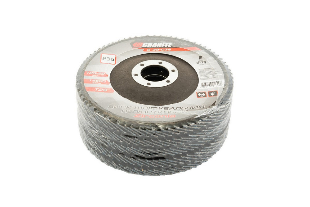 Диск шлифовальный лепестковый конусный GRANITE ZIRCONIA Т29 зерно 36 125х22 мм 5 шт 8-32-036PC Харьков - изображение 2