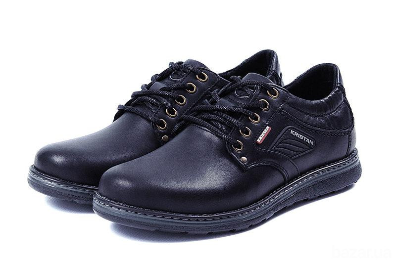 Мужские кожаные туфли Kristan black Київ - зображення 3