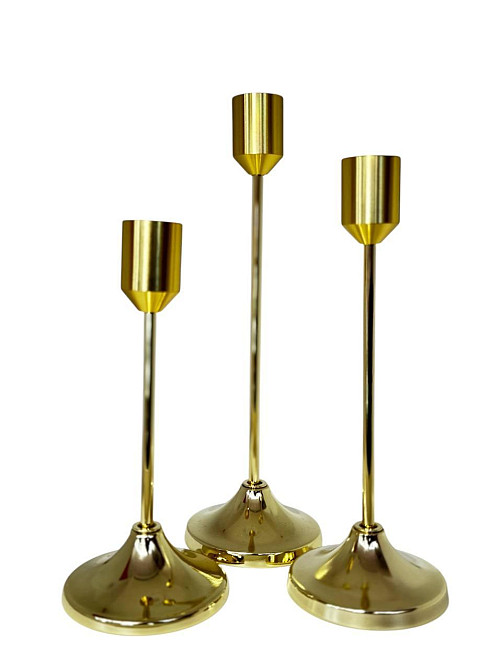 Набор подсвечников Leeseph 3шт золото MV022 Одеса - зображення 3