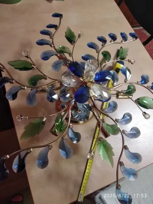 Люстра на 6 ламп, квітковий дизайн, кольорове скло Київ - зображення 2