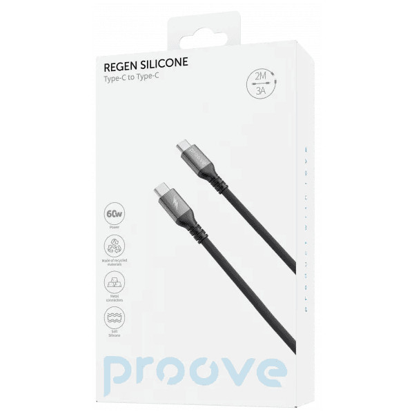 Кабель Proove ReGen Silicone Type-C to Type-C 60W 2m Black (CCRS60002221) Харків - зображення 2